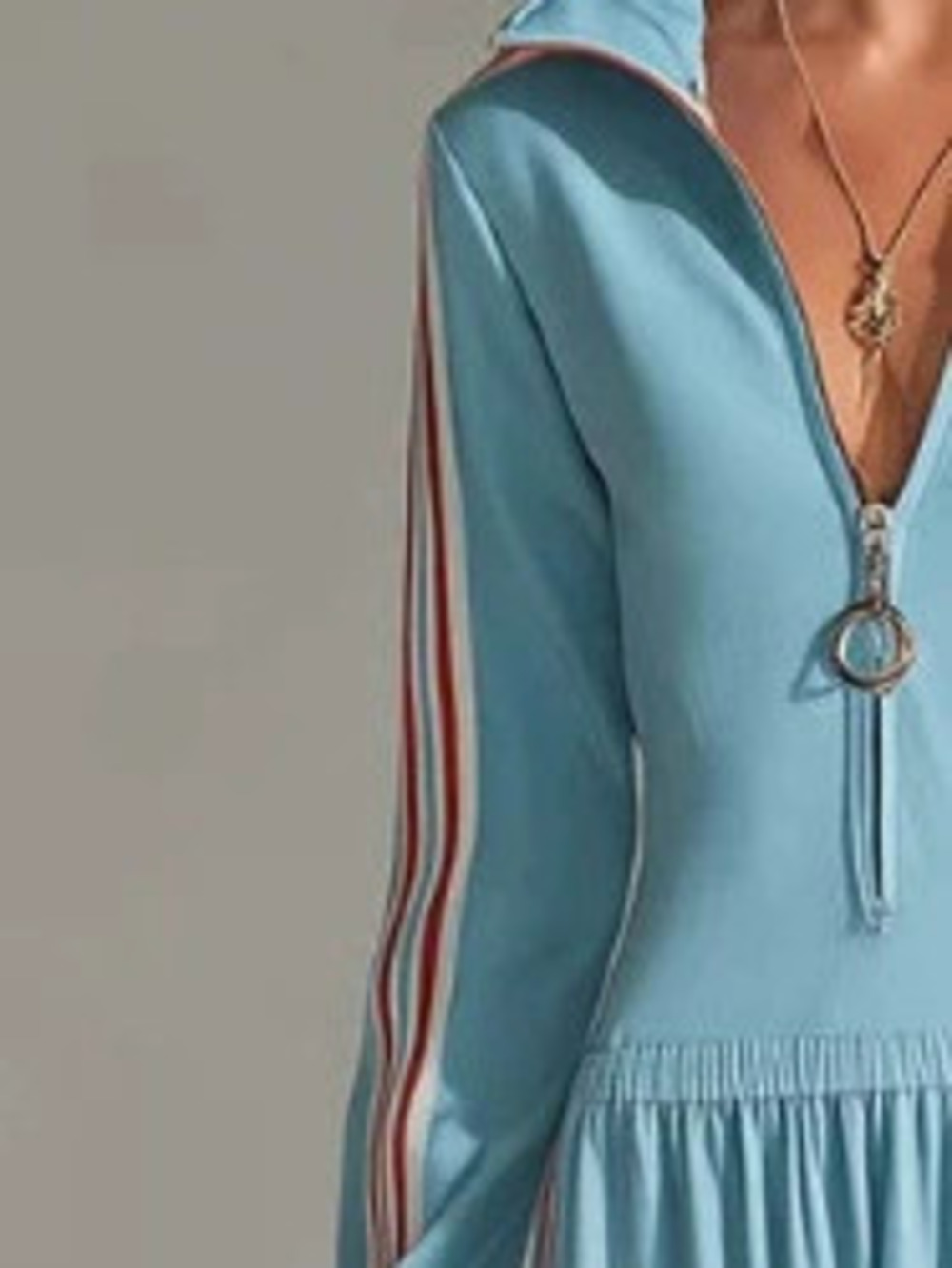 Womens Zip Up Long Sleeve Athletic Casual Dress